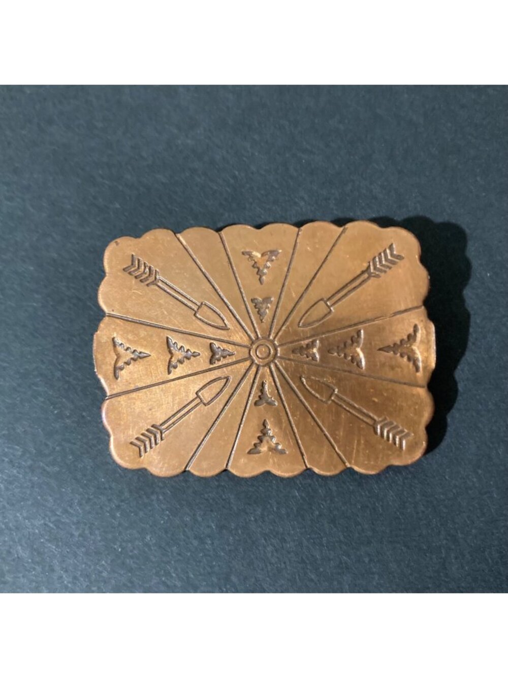 Southwest Native American Inspired Stamped Copper Arrow Brooch